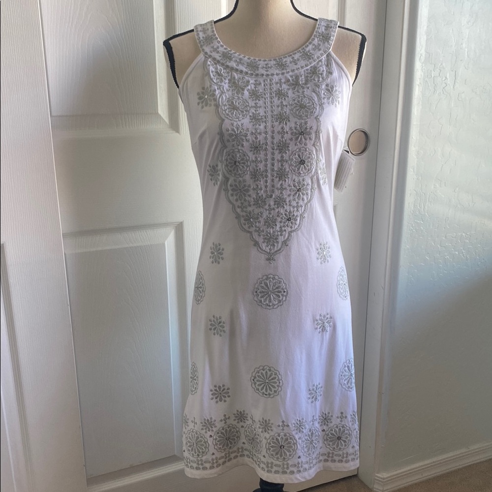 🩶NEW INC White Embroidered Summer Dress🩶